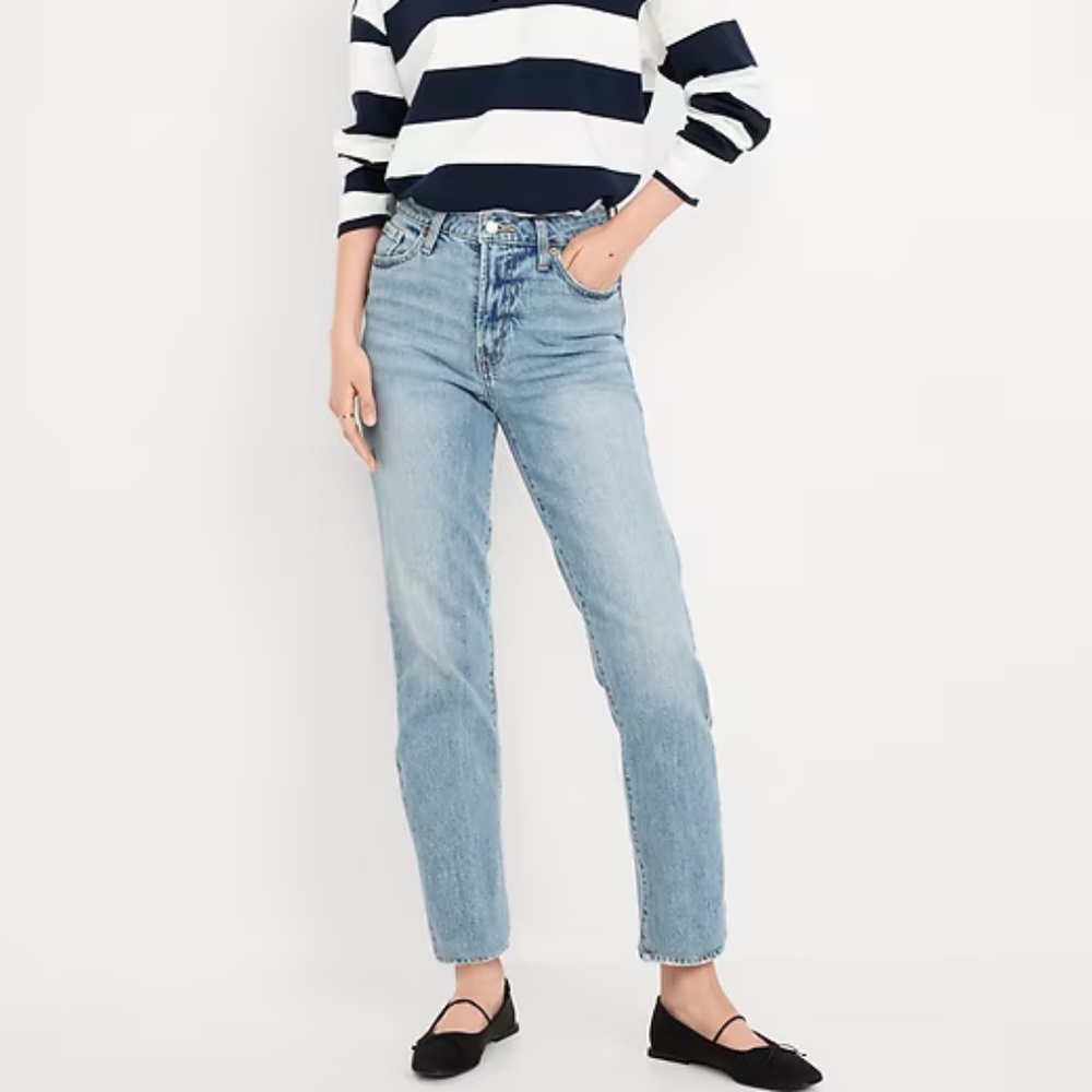Old Navy High-Waisted OG Straight Ankle Jeans- 12 R (Light Wash)